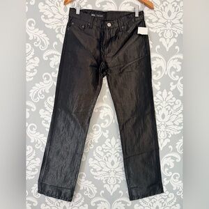 Zara Black Wax Finish Mid- Rise‎ Jeans